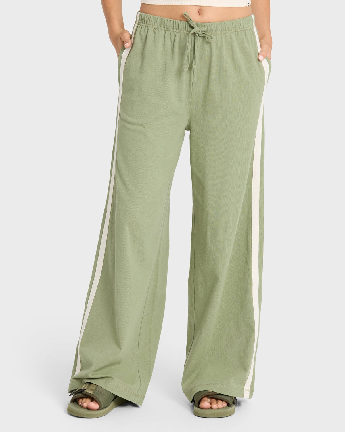 Wave Stamp Knit Pants - Army Green